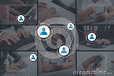 Concept of social media and teamwork Stock Photo