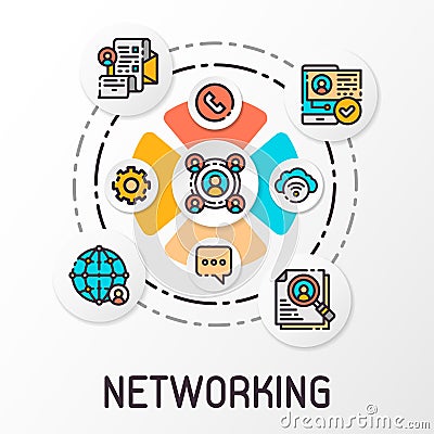 The concept of a social network which contains communication icons. Vector illustration. Vector Illustration