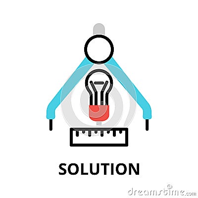 Concept of Solution icon, modern flat thin line design Vector Illustration