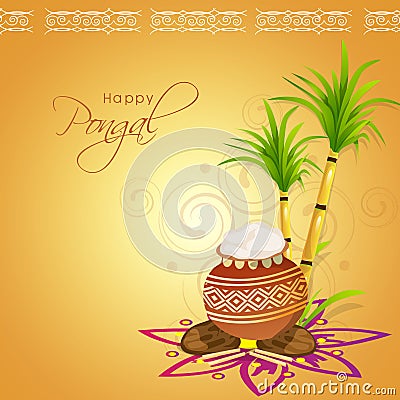 Concept of South Indian festival, Happy Pongal celebrations. Stock Photo