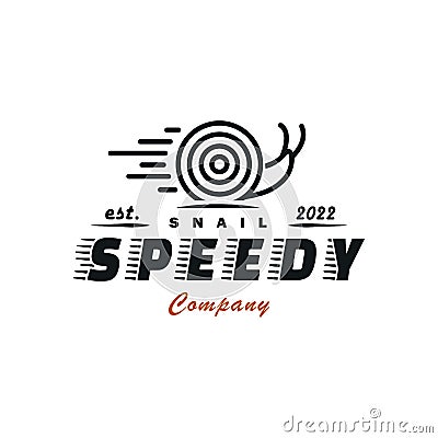 Spiral line art logo design speedy snail. The inspiration for the brand logo innovates the snail going fast Vector Illustration