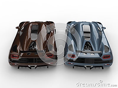 Concept sports cars in steel blue and metallic coffee colors Stock Photo