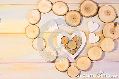 The concept of St.Valentine's day with a frame of tree circles Stock Photo