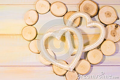 The concept of St.Valentine's day with a frame of tree circles Stock Photo