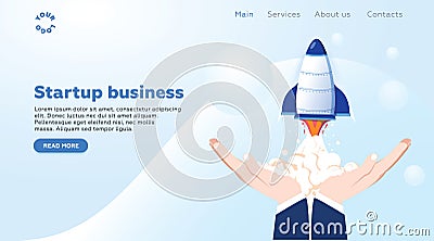 Concept startup launch of a new business for web page, banner, presentation, social media, business project start up. Vector Illustration