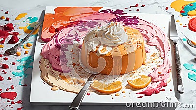 Stitched Sweetness Celebrating National Creamsicle Day with an Embroidered Carton.AI Generated Stock Photo