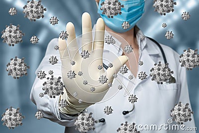 Concept of stop the spread of the virus Stock Photo