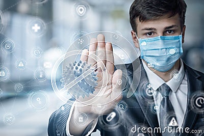Concept of stop the spread of the virus in a business environment Stock Photo