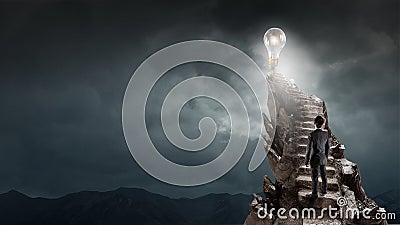 Concept of success and achieving your goal . Mixed media . Mixed media Stock Photo