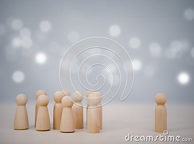 Concept success business create idea for leader team, leadership business concept, teamwork power and confidence,wooden figures gr Stock Photo