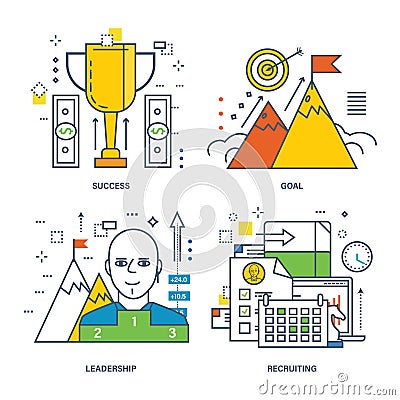 Concept of success, goal, leadership and recruiting Vector Illustration