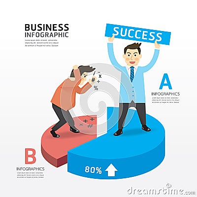 Concept of successful businessman cartoon Infographic Design. Vector Illustration