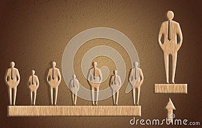 Concept of successful leader in wood texture Stock Photo