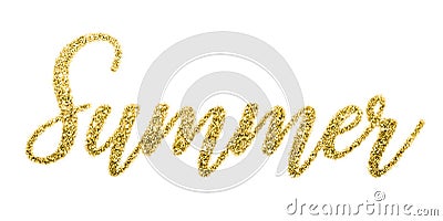 Concept summer. Shiny summer letters gold glitters Stock Photo