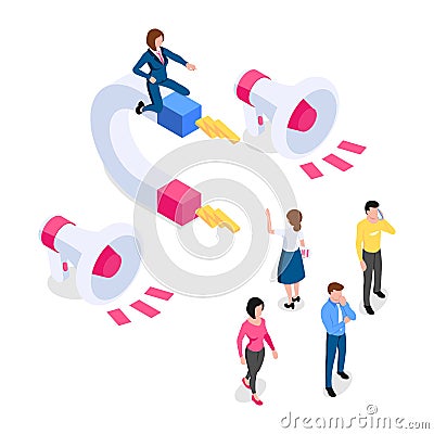 lead acquisition. Vector illustration in isometric style. Isolated on white background. Vector Illustration