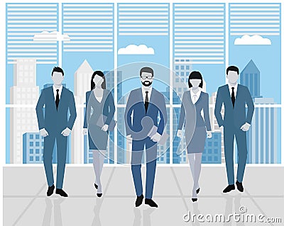 Concept teamwork. Men and women in the office. Set of business people, office team Vector Illustration