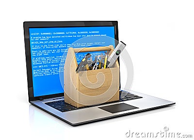 Concept of technical service and repair computer. Stock Photo