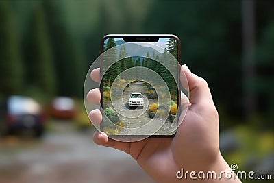 navigation location mobile phone position point direction gps map travel. Generative AI. Stock Photo