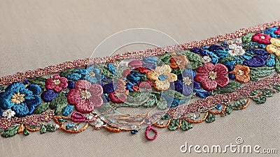 Threads of Friendship Celebrating Friendship Day with an Exquisite Embroidered Bracelet.AI Generated Stock Photo