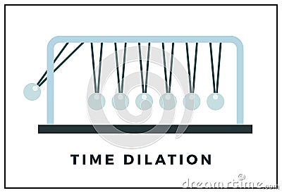 Time dilation concept, pendulum made of balls vector illustration in a flat design Vector Illustration