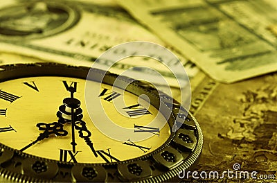 Concept Time is money stylized as antique Stock Photo