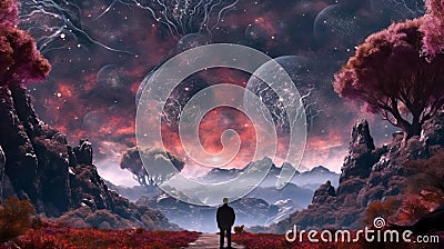 Concept of time and space, surreal fantasy artwork Stock Photo