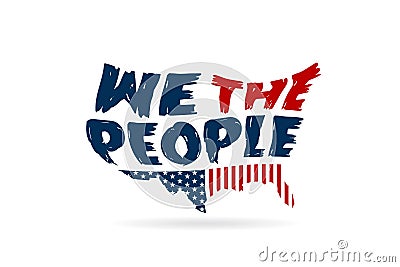 We The People Constitution word in USA map Vector Illustration