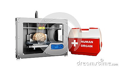 concept of transplantation process of creating human brain using Cartoon Illustration