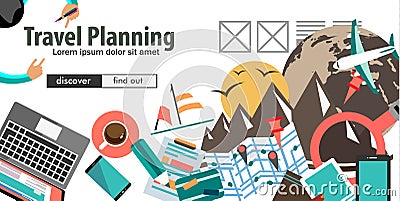 Concept For Travel Organization and Trip Planning Vector Illustration