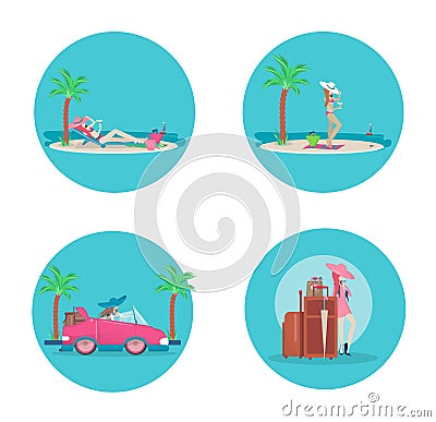 The concept of travel, rest, a trip to the sea. Vector Illustration