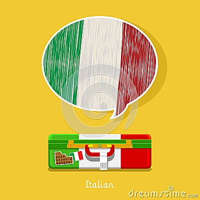 Concept of travel or studying Italian. Vector Illustration