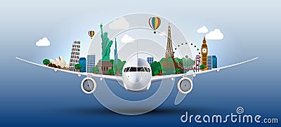 The concept travel the world on the airplanes Vector Illustration