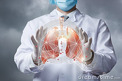 Concept of treatment of an infected lung virus Stock Photo