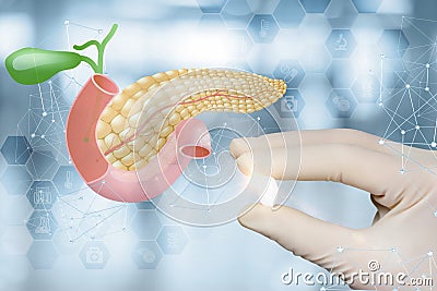 The concept treatment pills the pancreas Stock Photo