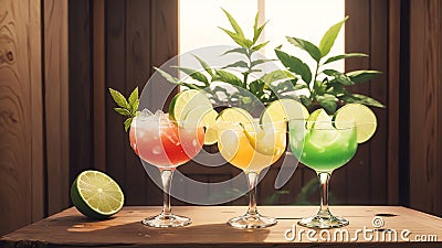 Tropical Lime Cocktail for National Tequila Day.AI Generated Stock Photo