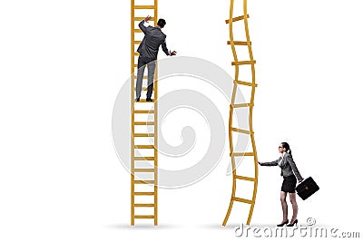 Concept of unequal career opportunities between man and woman Stock Photo