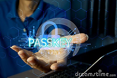 concept of using Passkey instead of a code set for maximum security Biometric Lock Stock Photo