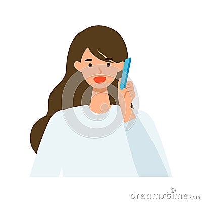 Concept for using smartphone. woman talking on the smartphone Vector Illustration