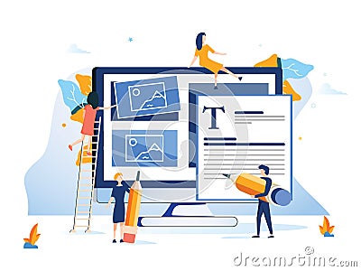 Concept Ux User Experience Development Design Usability Improve software develop company. UI Interface experiment design Vector Illustration