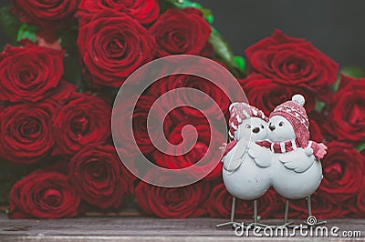 Concept Valentine day, love, two cute love birds Stock Photo