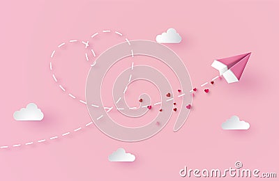 Concept of valentine day with paper . Vector Illustration