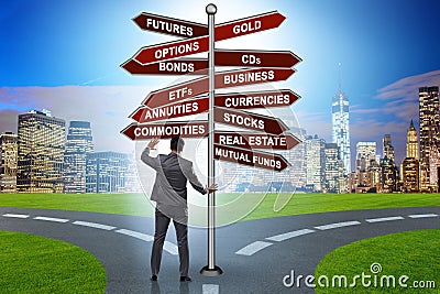 Concept of various financial investment options Stock Photo