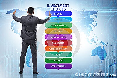 Concept of various financial investment options Stock Photo