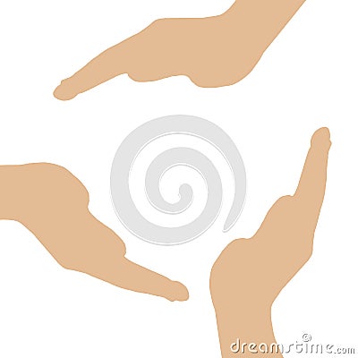 Concept vector graphic- human hand icons signs as circle or ring. Vector Illustration