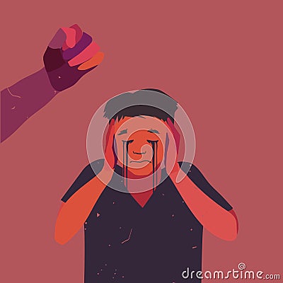 The concept of violence and impending threat to children Vector Illustration