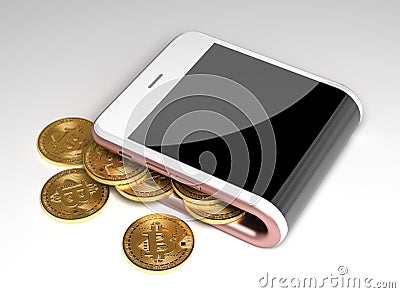 Concept Of Virtual Wallet And Bitcoins Stock Photo