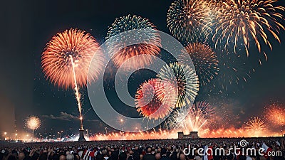 Vive la Revolution A Powerful Photograph of Bastille Day Celebrations.AI Generated Stock Photo