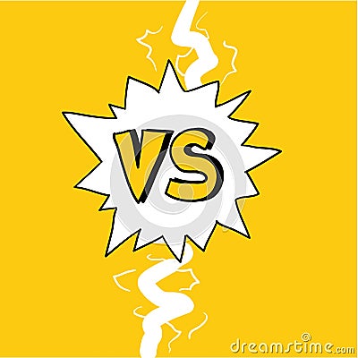 Concept VS. Versus. Fight. Yellow retro background comics style design doodle handdrawn cartoon Vector Illustration