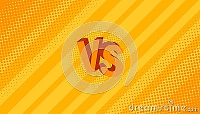 Concept VS. Versus. Fight. Yellow retro background comics style design with halftone, lightning. Modern flat style vector Vector Illustration