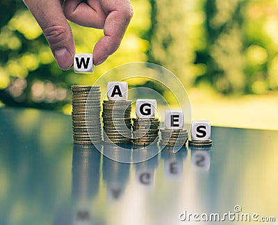 Concept of wages going down Stock Photo